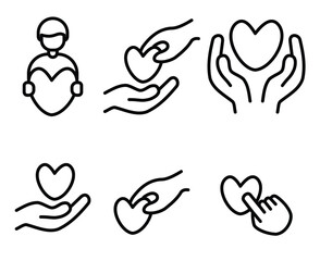 hand icon and love symbol for humanity and love