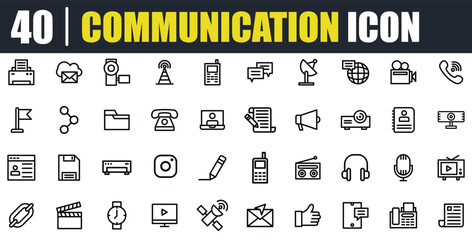 communication icon set, business, social, management