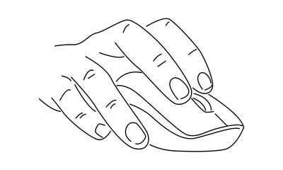 line art of hand use computer mouse