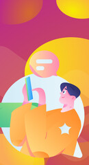 Virtual characters social communication concept business flat vector hand drawn illustration
