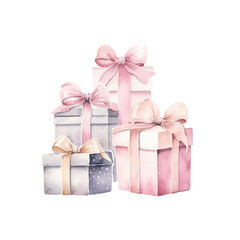 Obraz premium Watercolor clipart Christmas presaent isolated png 300dpi