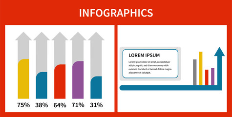 infographic set of business cards with arrows