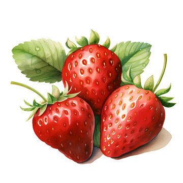 Strawberry, Fruits, Watercolor illustrations