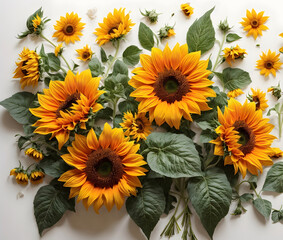 A clipart with sunflower bouquets