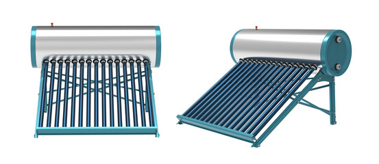 Evacuated tube solar water heater. Eco water heating system isolated