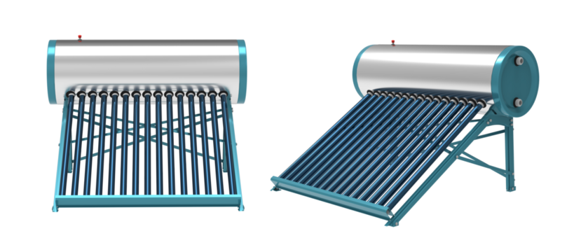 Evacuated tube solar water heater. Eco water heating system isolated