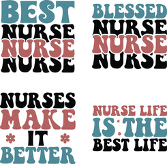 Nurse retro svg design bundle and digital download