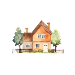 House watercolor clipart watercolor houses. Cute childish european buildings. Trendy scandi vector elements PNG 300DPI