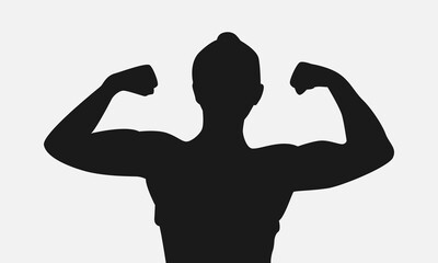 Fototapeta na wymiar silhouette of woman posing showing muscles. isolated on white background. vector illustration.