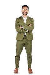 Businessman, portrait and fashion of professional entrepreneur isolated on a transparent PNG...