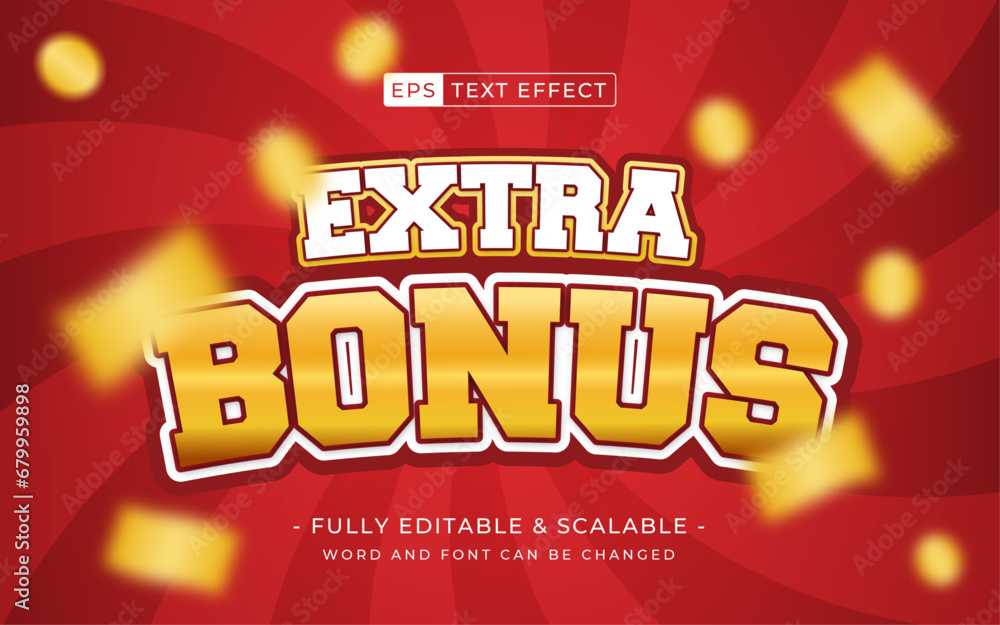 Poster bonus extra 3d text effect editable text effect - game theme