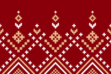 Red Cross stitch colorful geometric traditional ethnic pattern Ikat seamless pattern abstract design for fabric print cloth dress carpet curtains and sarong Aztec African Indian Indonesian