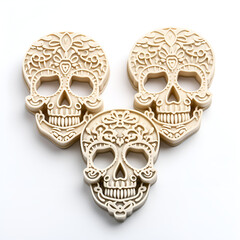 Group of Skulls with Intricate Carved Designs