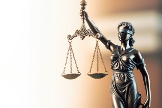 Law and justice concept image. Statue of justice with scales of justice.

 Generative AI