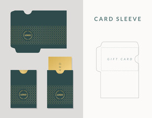 Luxury Gift Card Envelope, Business Card sleeve die cut and mock up template. 