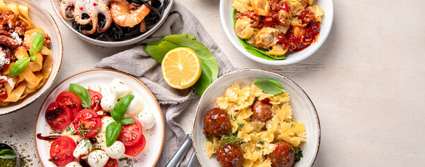 Traditional italian cuisine concept.  Mideterranean diet high appein vitamin and antioxidants.