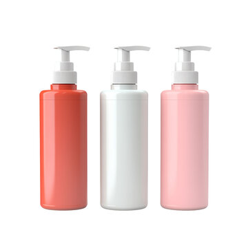 Colorful plastic cosmetic bottles with dispenser pump