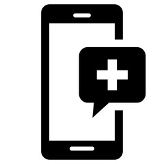 Black single medical call line icon, simple online emergency service flat design pictogram, infographic svg vector for app logo web website button ui ux interface elements isolated on white background