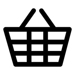 Black single shopping basket icon, simple ecommerce flat design vector pictogram, infographic interface elements for app logo web button ui ux isolated on white background