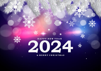 Merry Christmas And New Year Background, Blue Background with Snowflakes