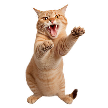 Angry cat going mad and slapping