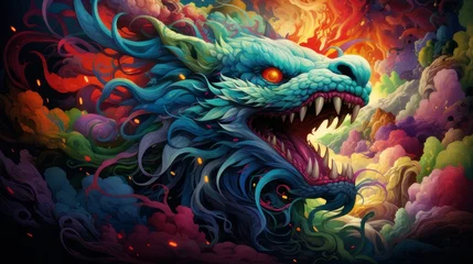 Foto op Aluminium surrealism, fabulous colorful dragon © Aliaksei