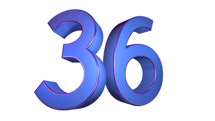 Creative blue violet 3d number 36