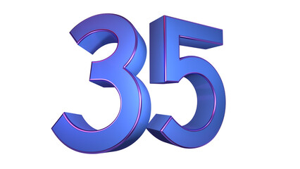 Obraz premium Creative blue violet 3d number 35