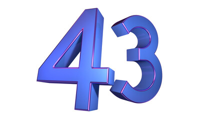 Obraz premium Creative blue violet 3d number 43
