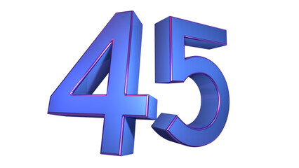 Obraz premium Creative blue violet 3d number 45