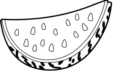colouring sheet for kids with a watermelon vector illustration