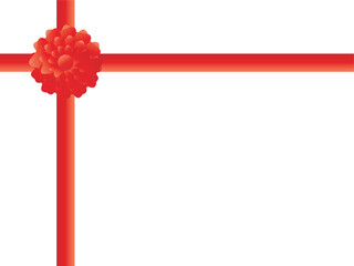 プレゼントを包む赤い華やかなリボンのフレーム