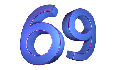 Creative blue violet 3d number 69
