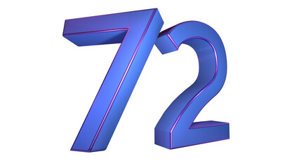 Creative blue violet 3d number 72