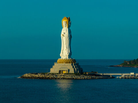 Goddess of mercy statue at seaside in nanshan temple, hainan island ,nanshan temple is a famous tourist destination in sanya,hainan province,china.