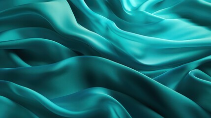Obraz premium Closeup of rippled turquoise silk fabric as background