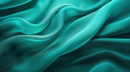 Obraz premium Closeup of rippled turquoise silk fabric as background