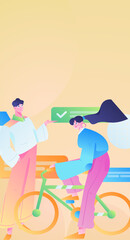 Virtual characters social communication concept business flat vector hand drawn illustration
