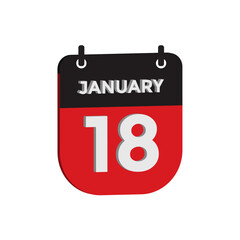 January 18 calendar reminder 3d. daily date reminder vector