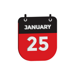 Fototapeta premium January 25 calendar reminder 3d. daily date reminder vector