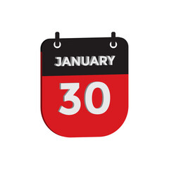 January 30 calendar reminder 3d. daily date reminder vector