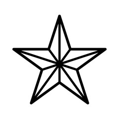 Black round Christmas star line icon, simple holiday decoration flat design pictogram, infographic vector for app logo web button ui ux interface isolated on white background