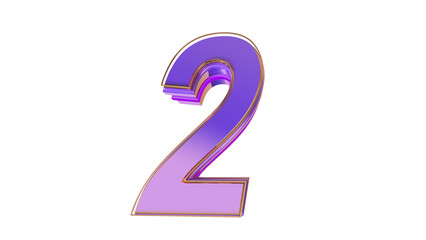 Purple 3d numbers element for design