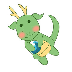 辰年のドラゴンが水晶玉を持ってる姿