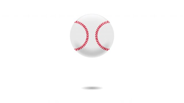 Baseball ball bouncing seamless loop animation, transparent background, alpha channel included.