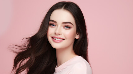 Fototapeta premium Portrait of a young female model with black hair
