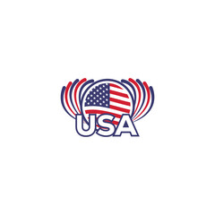 USA American Flag Icon Design vector template, USA logo design celebration for Independence day.