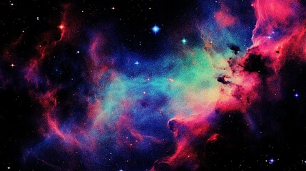 Fototapeta na wymiar abstract nebula outer space background with grain and noise texture for header poster banner backdrop