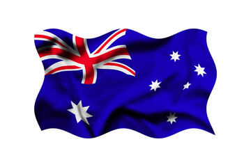 Australia waving flag isolated on transparent background, Computer digital drawing, Clipping path included