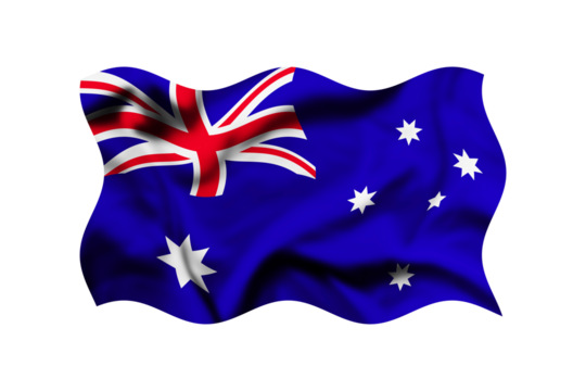 Australia waving flag isolated on transparent background, Computer digital drawing, Clipping path included - Powered by Adobe